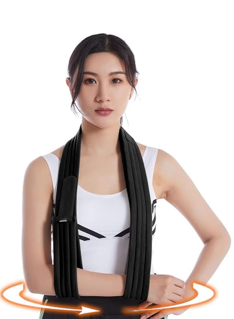 حمالة ذراع - حزام دعم طبي للعظام المكسورة - مثبت كتف قابل للتعديل، مثبت كامل ناعم للكتف والكفة المدورة - للذراع اليسرى واليمنى، للرجال والنساء (بسيط/خفيف الوزن/مريح) - Image 1